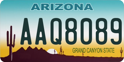 AZ license plate AAQ8089
