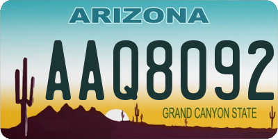 AZ license plate AAQ8092