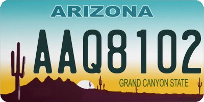 AZ license plate AAQ8102