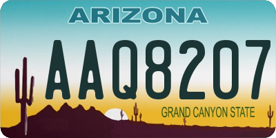 AZ license plate AAQ8207
