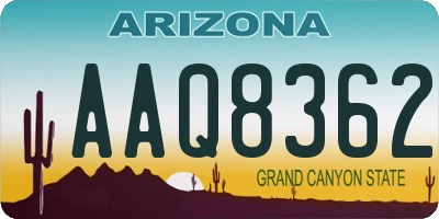 AZ license plate AAQ8362