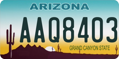 AZ license plate AAQ8403