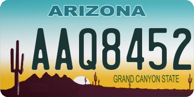 AZ license plate AAQ8452