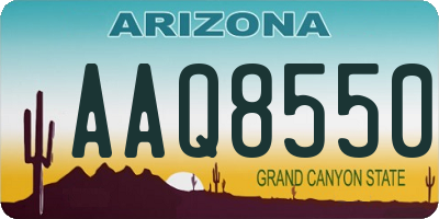 AZ license plate AAQ8550