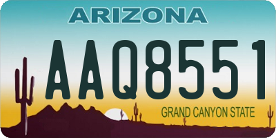 AZ license plate AAQ8551