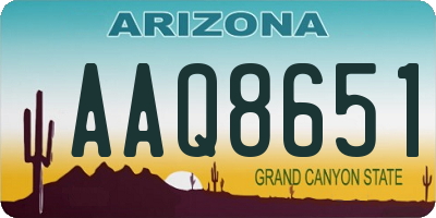 AZ license plate AAQ8651