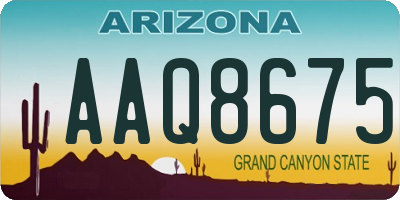 AZ license plate AAQ8675