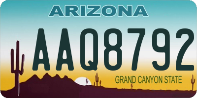 AZ license plate AAQ8792