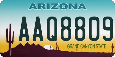 AZ license plate AAQ8809