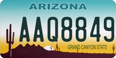 AZ license plate AAQ8849