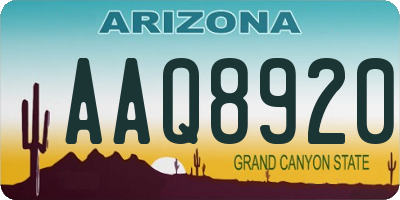 AZ license plate AAQ8920