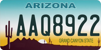 AZ license plate AAQ8922
