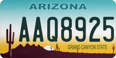 AZ license plate AAQ8925