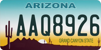 AZ license plate AAQ8926
