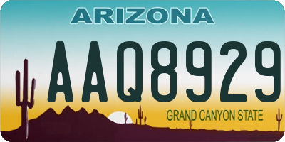 AZ license plate AAQ8929
