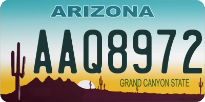 AZ license plate AAQ8972