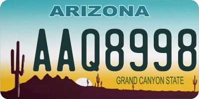 AZ license plate AAQ8998