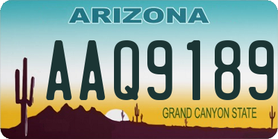 AZ license plate AAQ9189