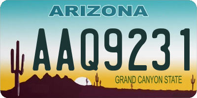 AZ license plate AAQ9231