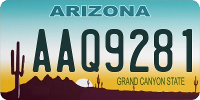 AZ license plate AAQ9281