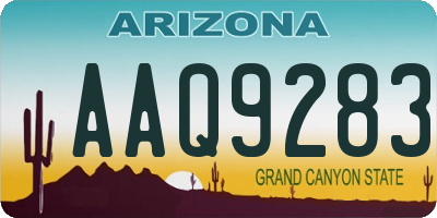 AZ license plate AAQ9283