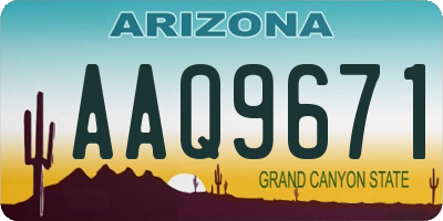 AZ license plate AAQ9671
