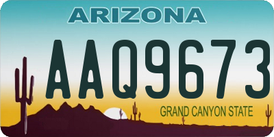 AZ license plate AAQ9673