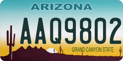 AZ license plate AAQ9802
