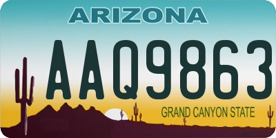 AZ license plate AAQ9863