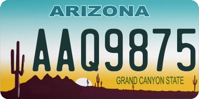 AZ license plate AAQ9875