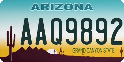 AZ license plate AAQ9892