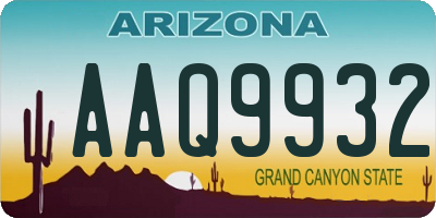 AZ license plate AAQ9932