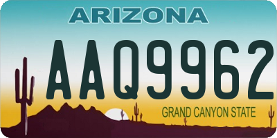 AZ license plate AAQ9962