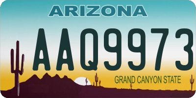 AZ license plate AAQ9973