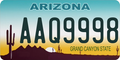 AZ license plate AAQ9998