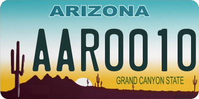 AZ license plate AAR0010