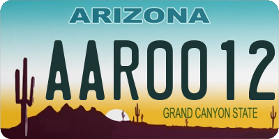 AZ license plate AAR0012