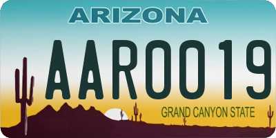 AZ license plate AAR0019