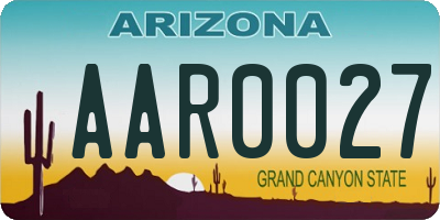 AZ license plate AAR0027