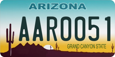 AZ license plate AAR0051