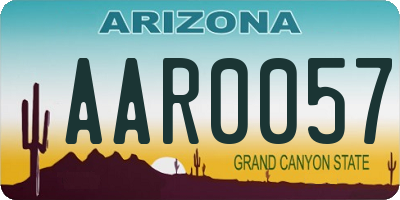 AZ license plate AAR0057