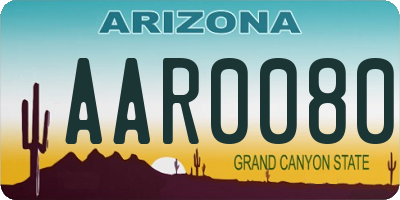 AZ license plate AAR0080