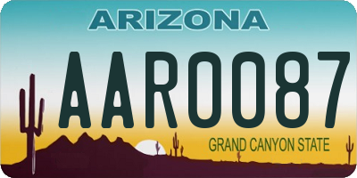 AZ license plate AAR0087