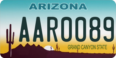 AZ license plate AAR0089