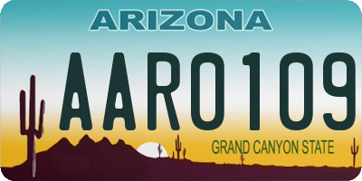 AZ license plate AAR0109