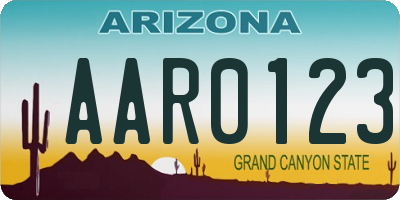AZ license plate AAR0123