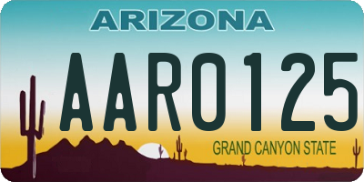 AZ license plate AAR0125