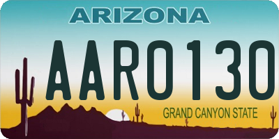 AZ license plate AAR0130