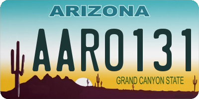 AZ license plate AAR0131