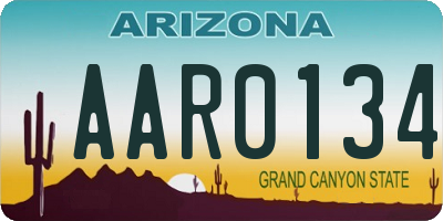 AZ license plate AAR0134